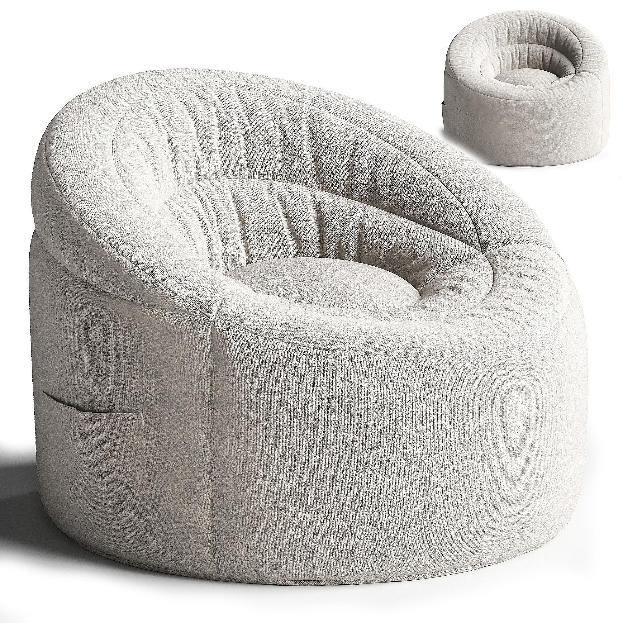 POD by Urban Shop Soft Plush Corduroy Bean Bag Chair 3D model_1