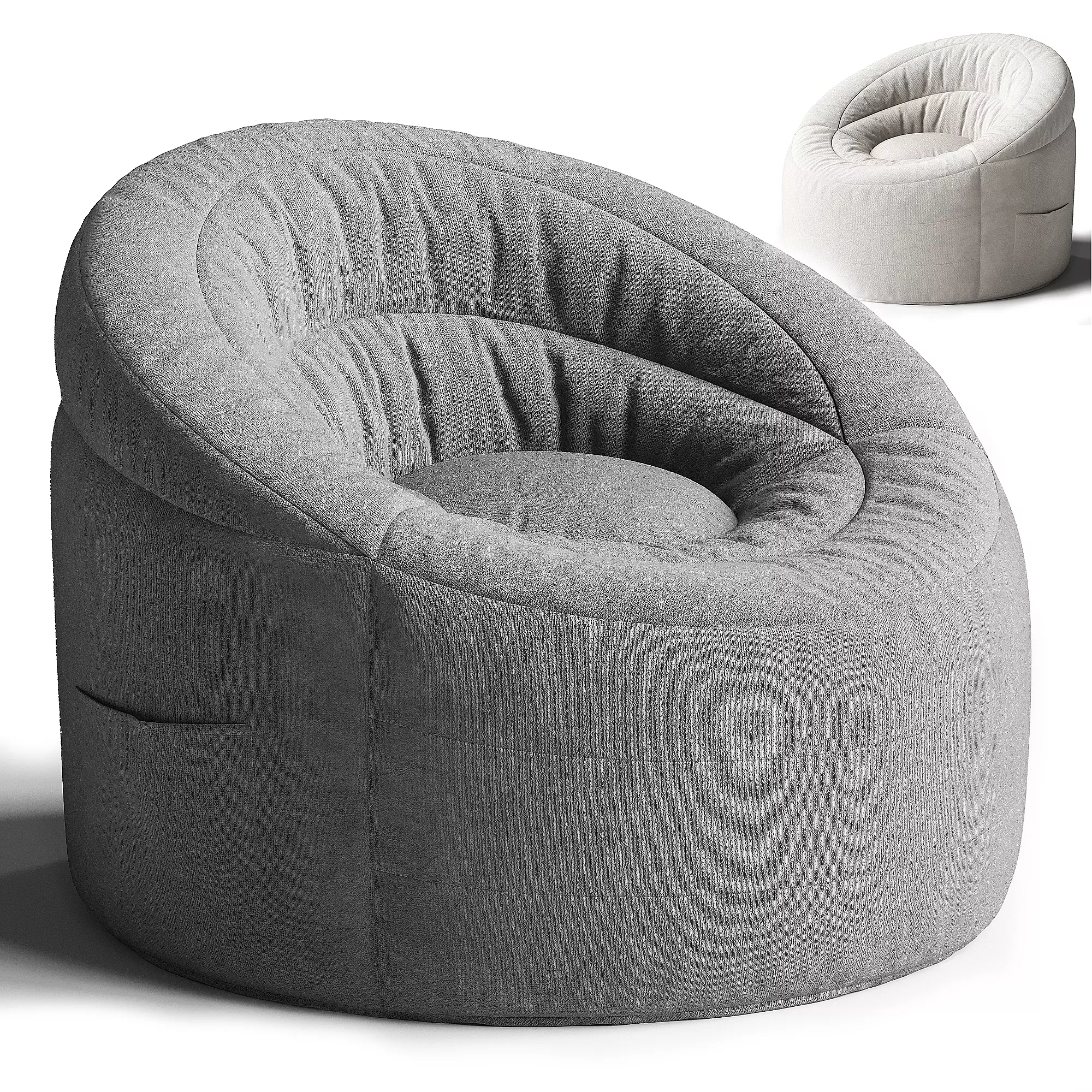 POD by Urban Shop Soft Plush Corduroy Bean Bag Chair 3D model_0