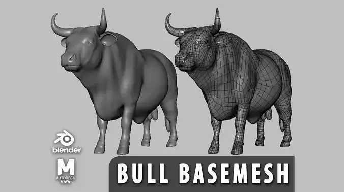 Bull BaseMesh Low-poly 3D model