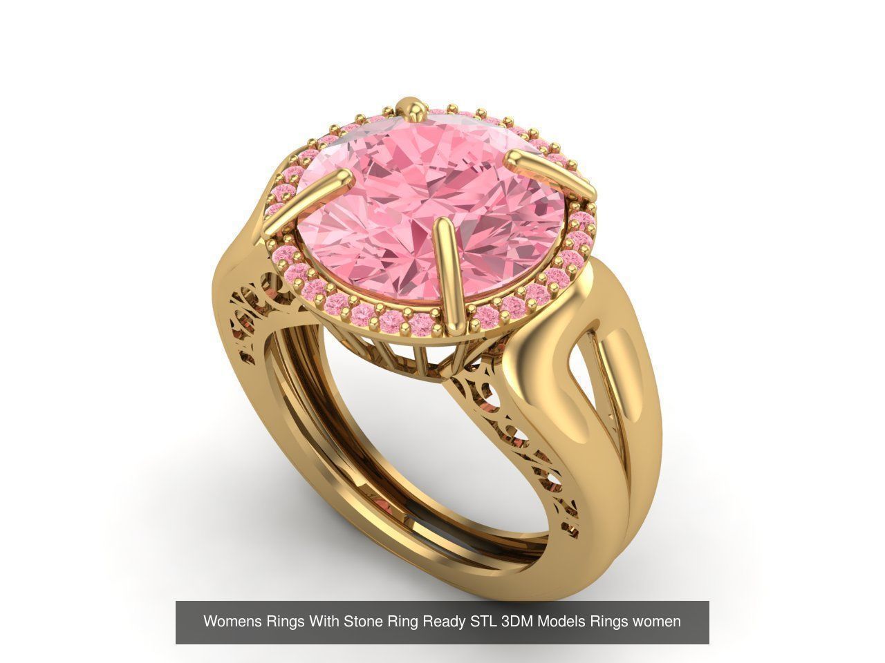 6 Files - Womens Rings With Stone Ring Ready STL 3DM Models 3D Model Collection_5