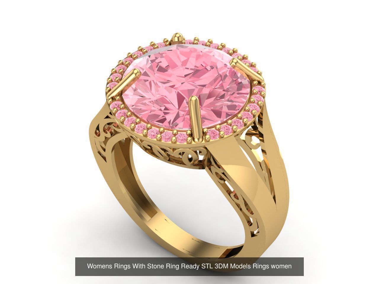 6 Files - Womens Rings With Stone Ring Ready STL 3DM Models 3D Model Collection_1