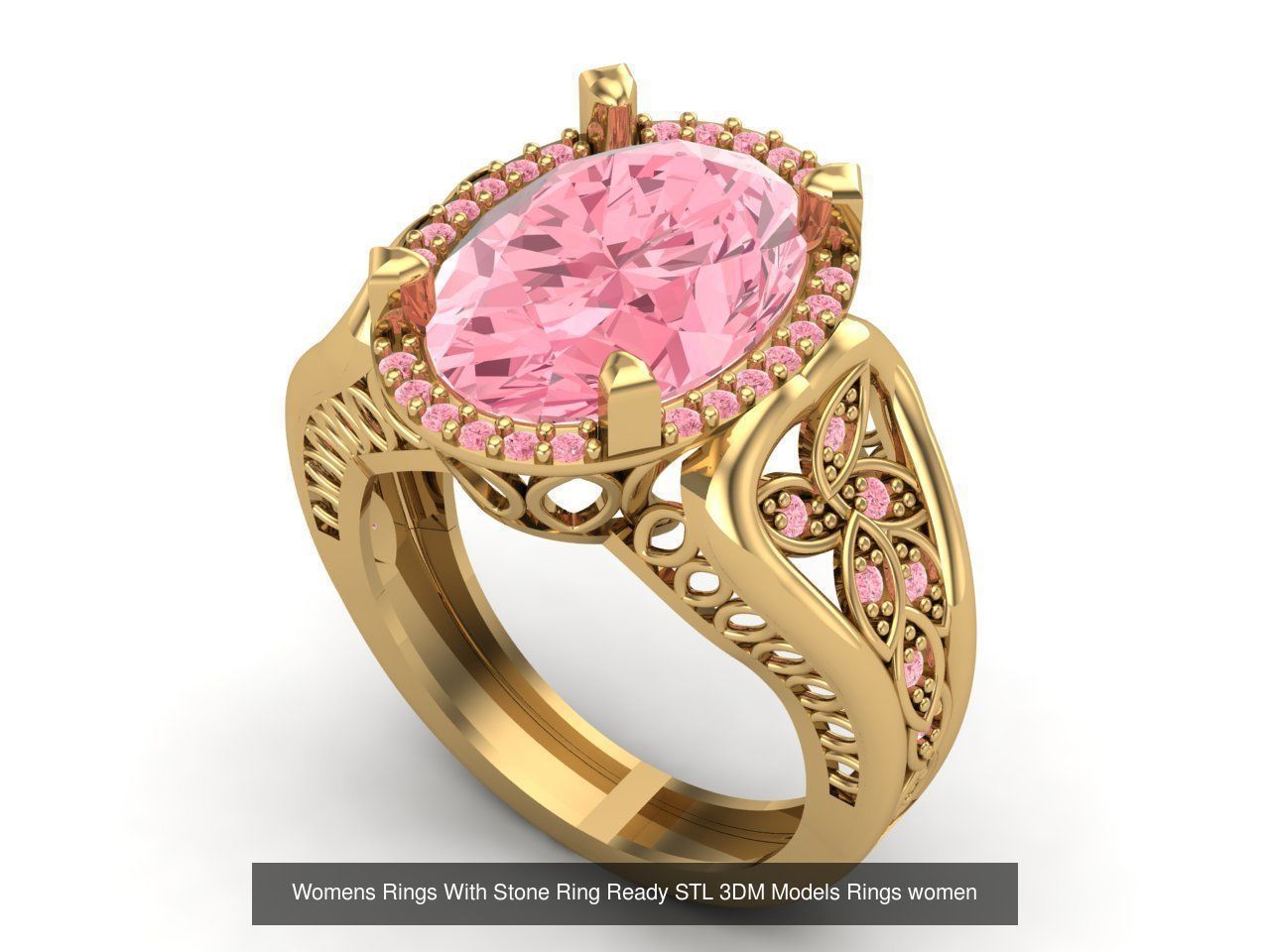 6 Files - Womens Rings With Stone Ring Ready STL 3DM Models 3D Model Collection_2