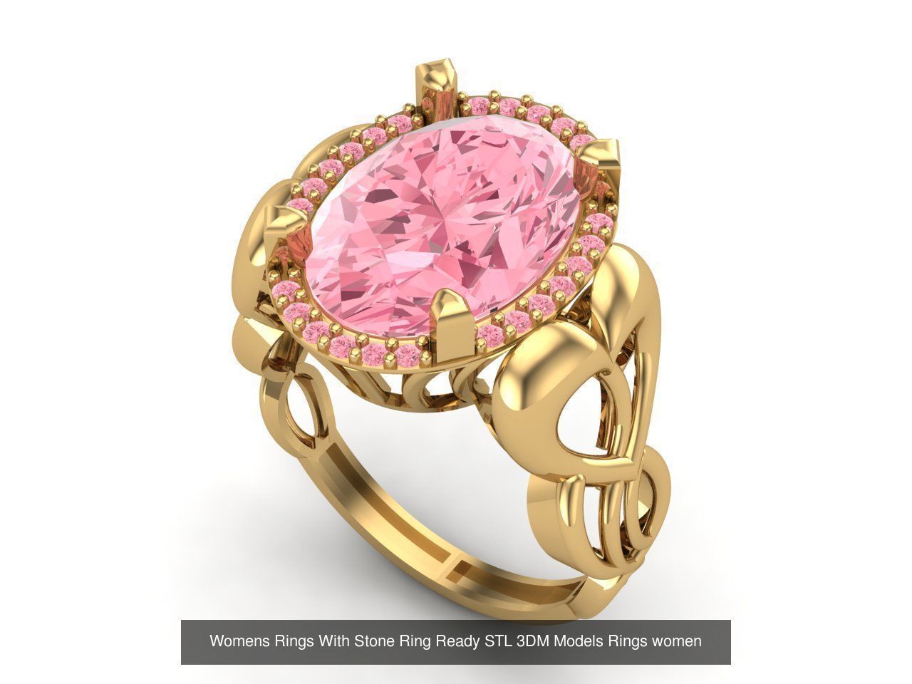 6 Files - Womens Rings With Stone Ring Ready STL 3DM Models 3D Model Collection_3