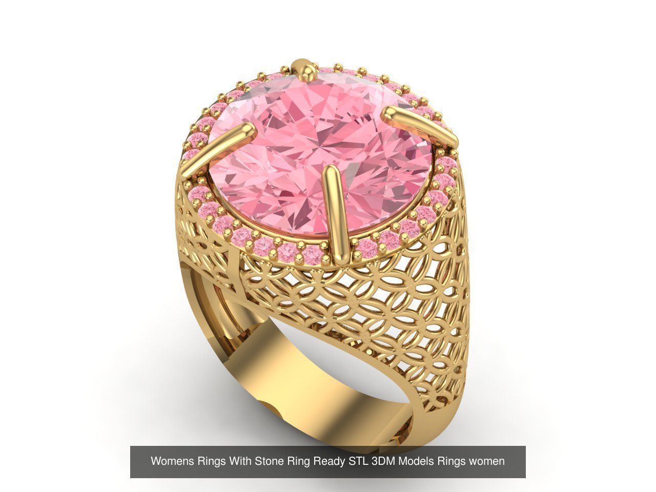 6 Files - Womens Rings With Stone Ring Ready STL 3DM Models 3D Model Collection_4