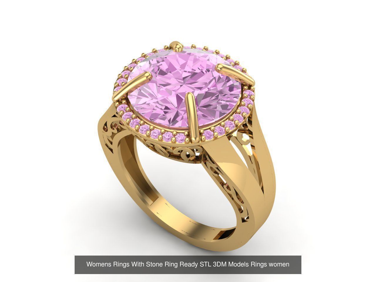 6 Files - Womens Rings With Stone Ring Ready STL 3DM Models 3D Model Collection_6