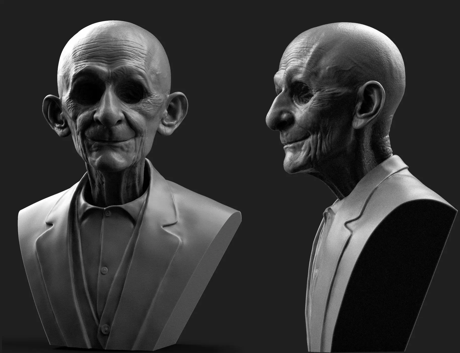 Old man 3D print model_0
