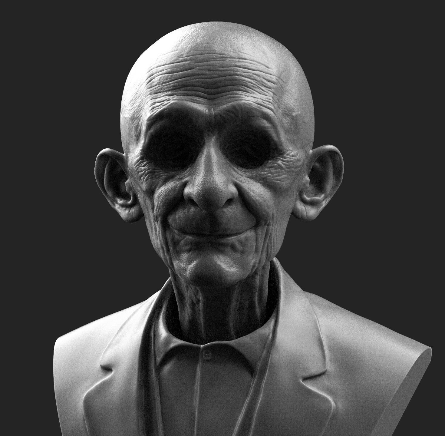 Old man 3D print model_1