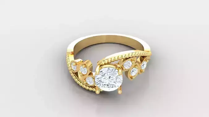 SLT 2 Solitaire Diamond Women Ring Version 2 3D print model