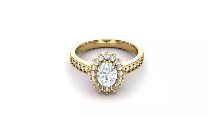 SLT 18 Solitaire Diamond Women Ring Version 2 3D print model