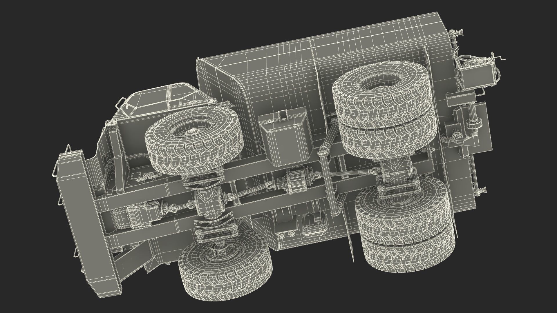 Simple Interior CAT 775 Water Truck 3D model_32