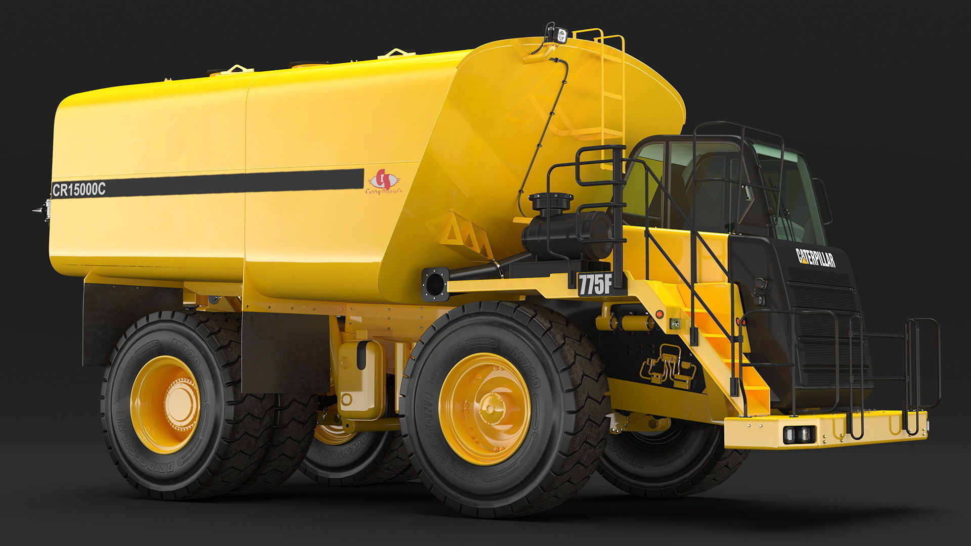 Simple Interior CAT 775 Water Truck 3D model_8