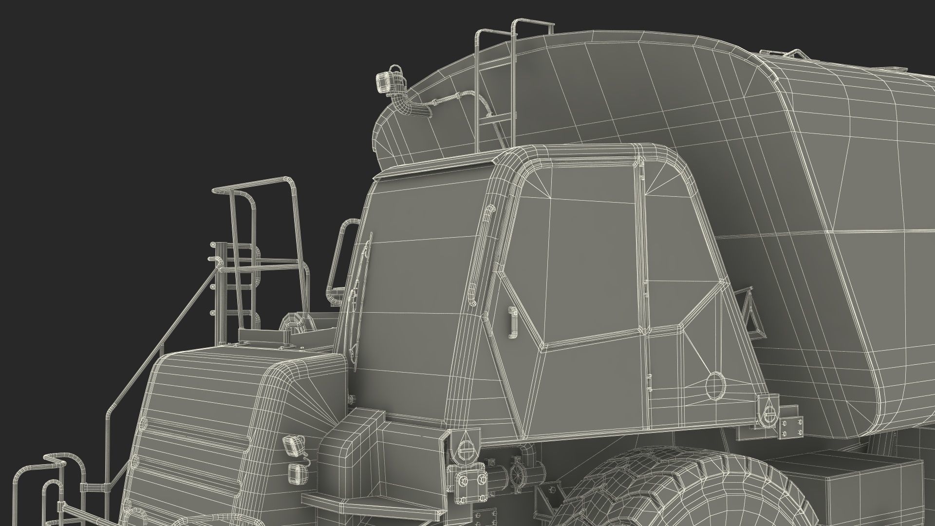 Simple Interior CAT 775 Water Truck 3D model_34