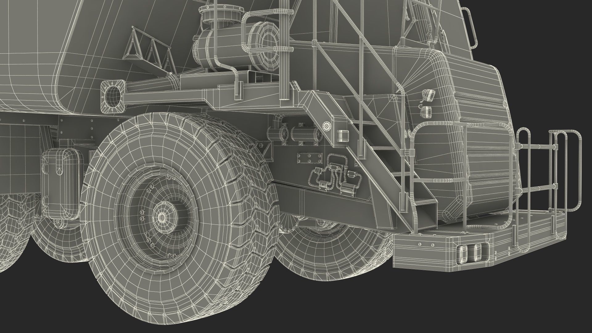 Simple Interior CAT 775 Water Truck 3D model_35