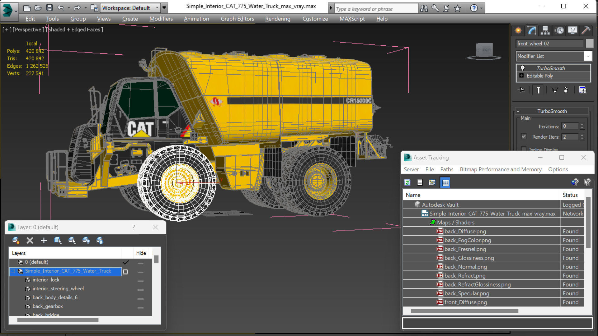 Simple Interior CAT 775 Water Truck 3D model_28