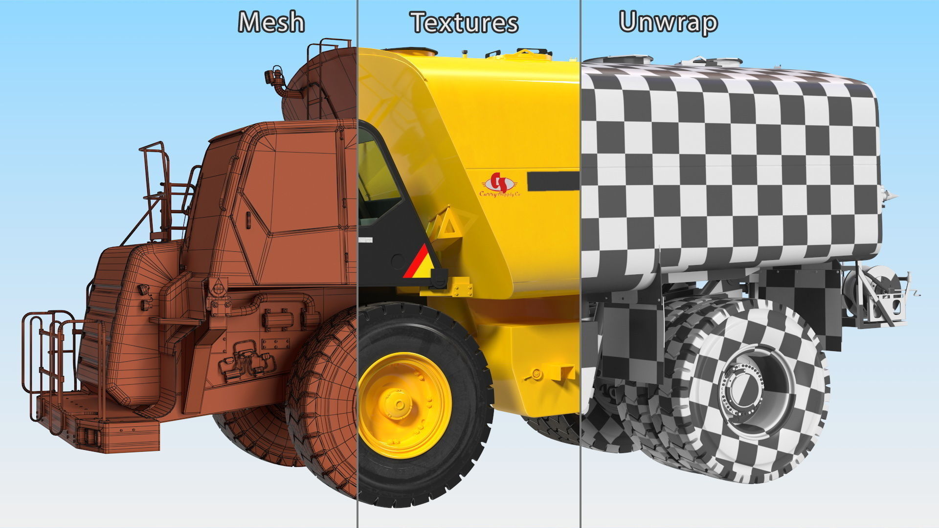 Simple Interior CAT 775 Water Truck 3D model_23