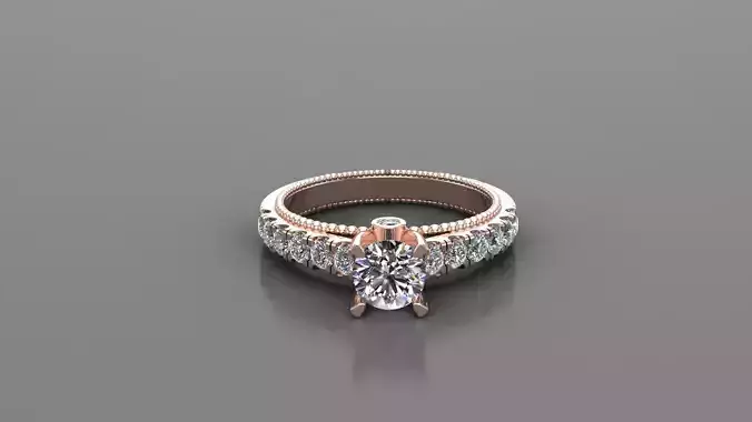 SLT 14 Solitaire Diamond Women Ring Version 2 3D print model