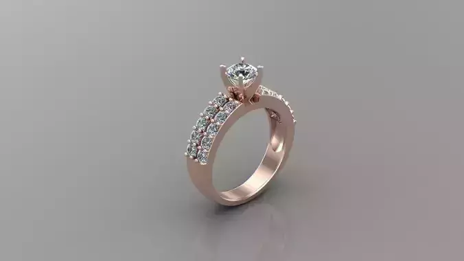 SLT 13 Solitaire Diamond Women Ring Version 2 3D print model