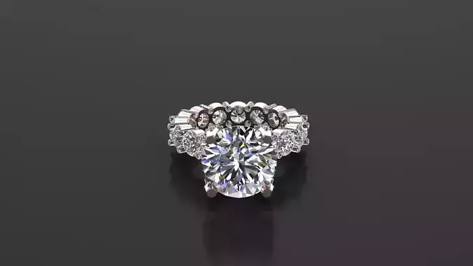 SLT 11 Solitaire Diamond Women Ring Version 2 3D print model