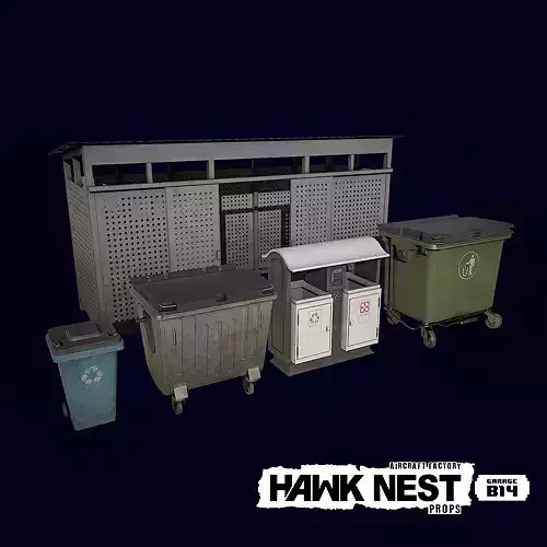 Trash Bin Collection Low-poly 3D model