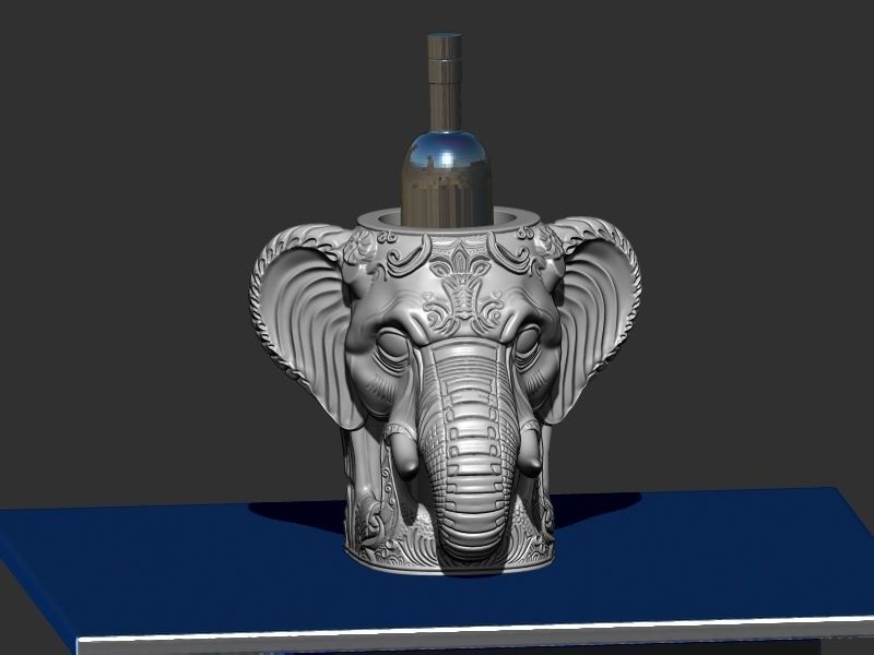 Elephant head Wine Holder 3D print model_1