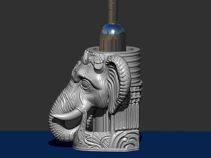 Elephant head Wine Holder 3D print model_2