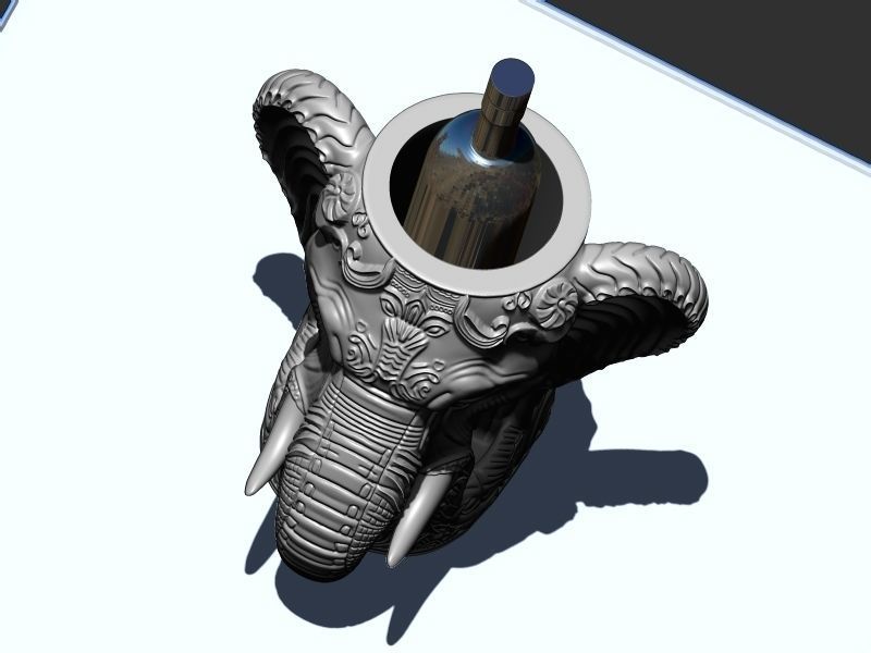 Elephant head Wine Holder 3D print model_5