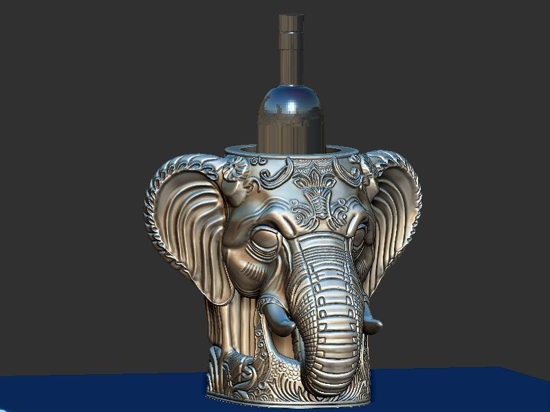 Elephant head Wine Holder 3D print model_22