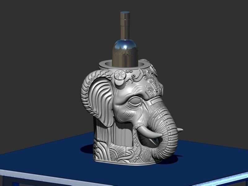 Elephant head Wine Holder 3D print model_3
