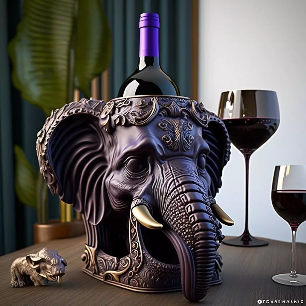 Elephant head Wine Holder 3D print model_0