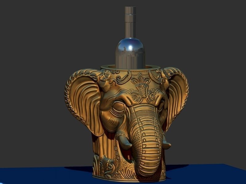 Elephant head Wine Holder 3D print model_24