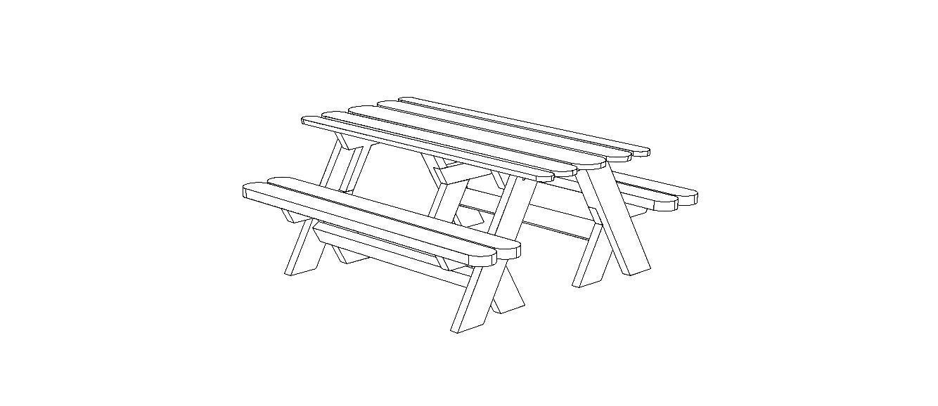 Outdoor Picnic Table 3D model_2