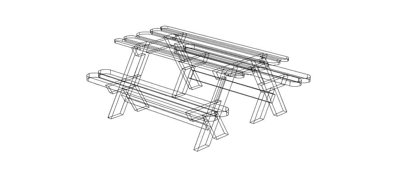 Outdoor Picnic Table 3D model_36