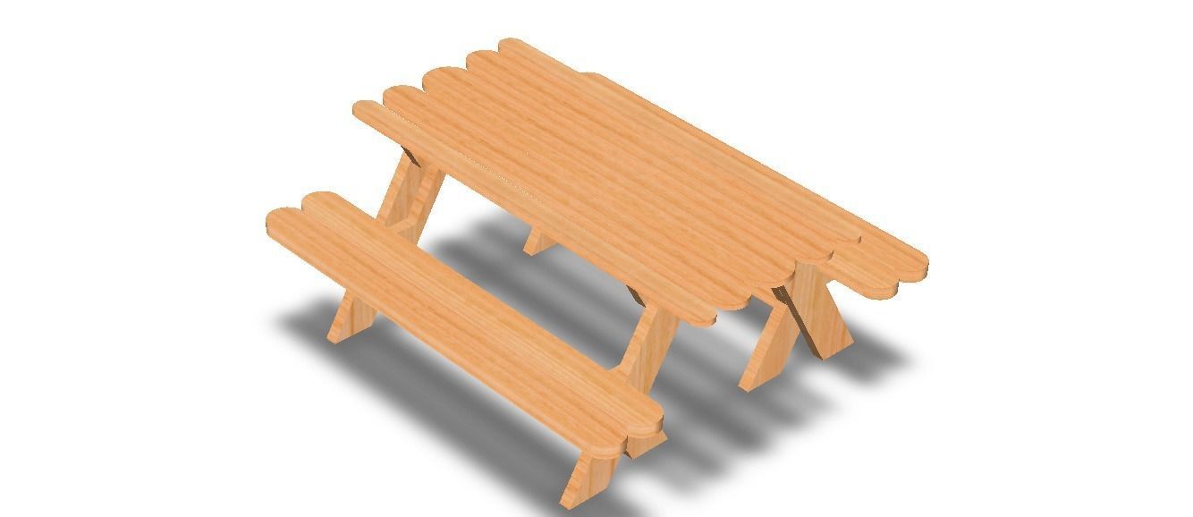 Outdoor Picnic Table 3D model_9