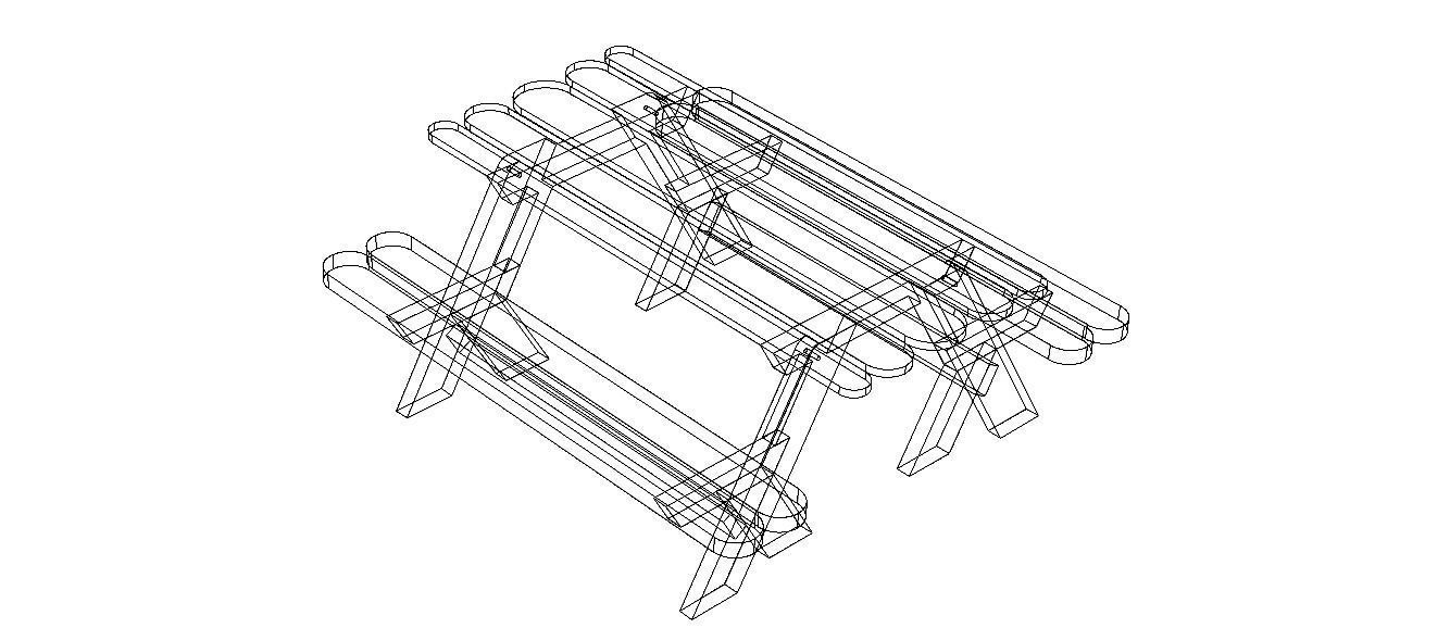 Outdoor Picnic Table 3D model_8