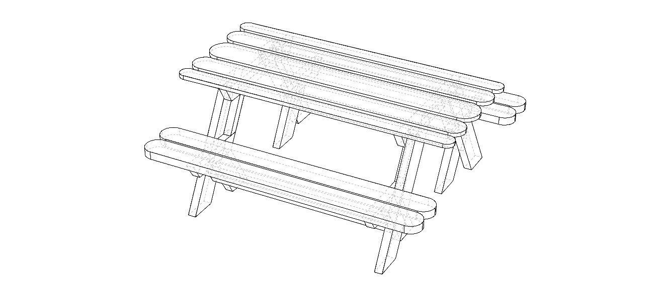 Outdoor Picnic Table 3D model_11