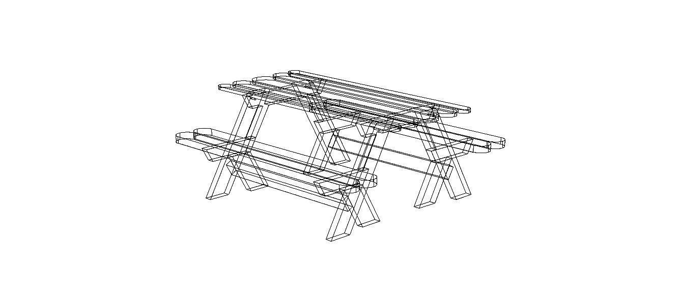 Outdoor Picnic Table 3D model_4