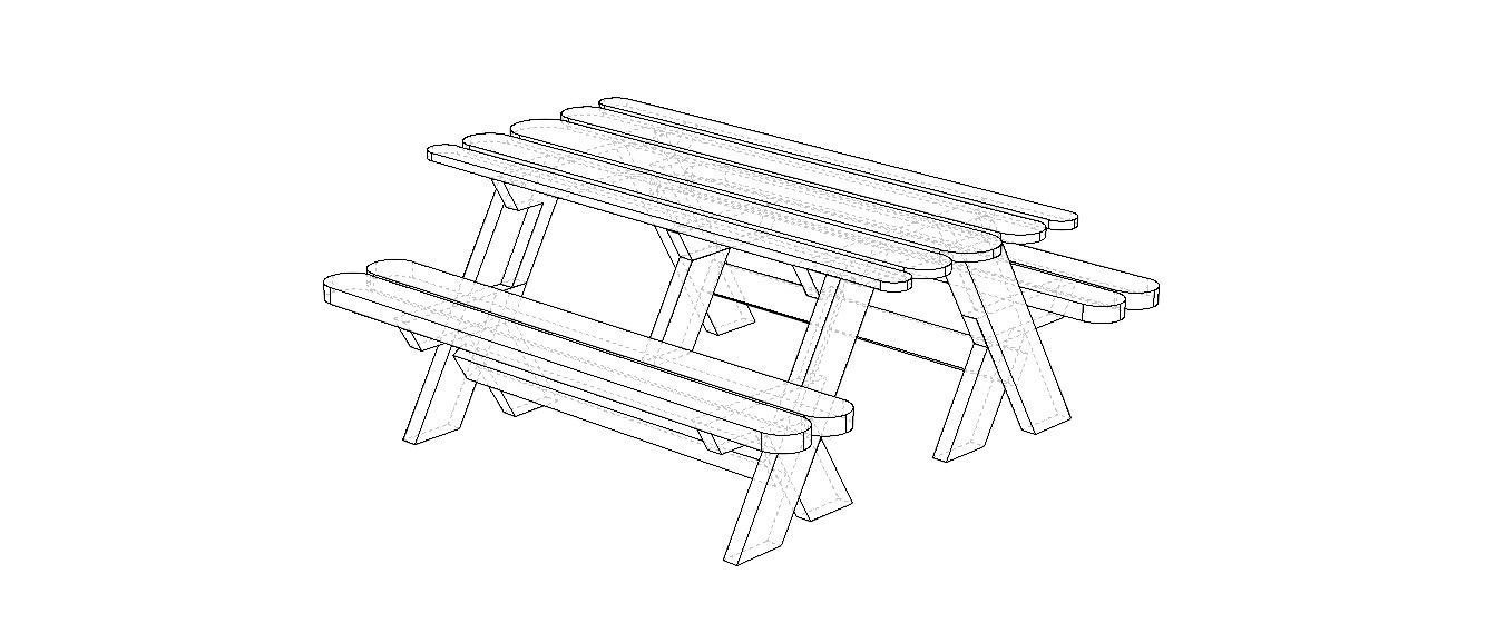 Outdoor Picnic Table 3D model_35