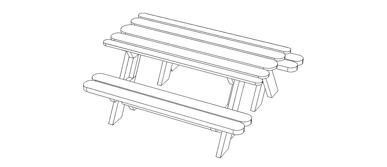 Outdoor Picnic Table 3D model_10