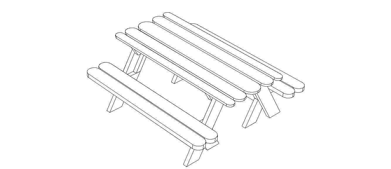 Outdoor Picnic Table 3D model_6