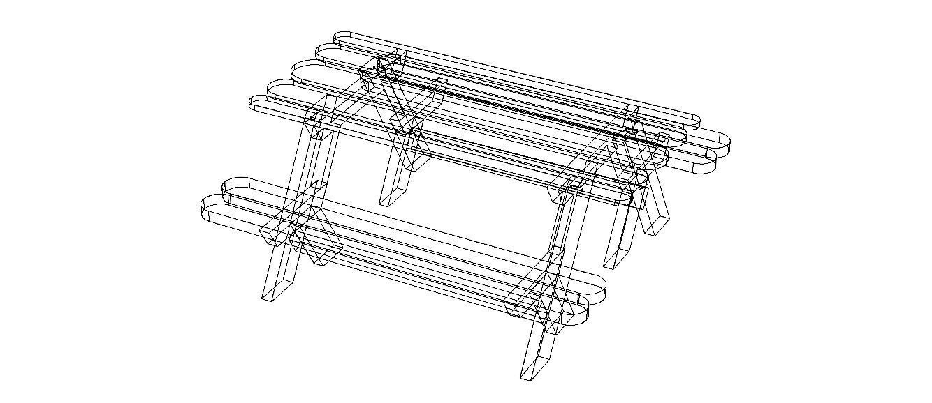 Outdoor Picnic Table 3D model_12
