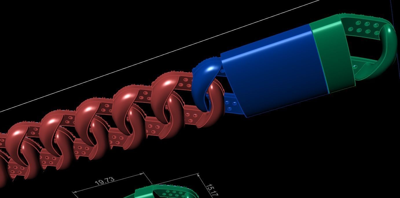 CUBAN LINK CHAIN FOR BRACELETS OR NECKLACE - 194mm 3D print model_3