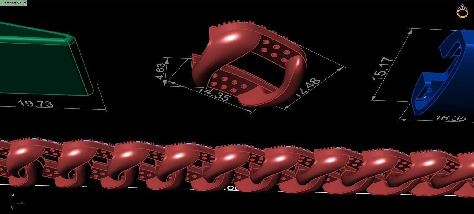 CUBAN LINK CHAIN FOR BRACELETS OR NECKLACE - 194mm 3D print model_7