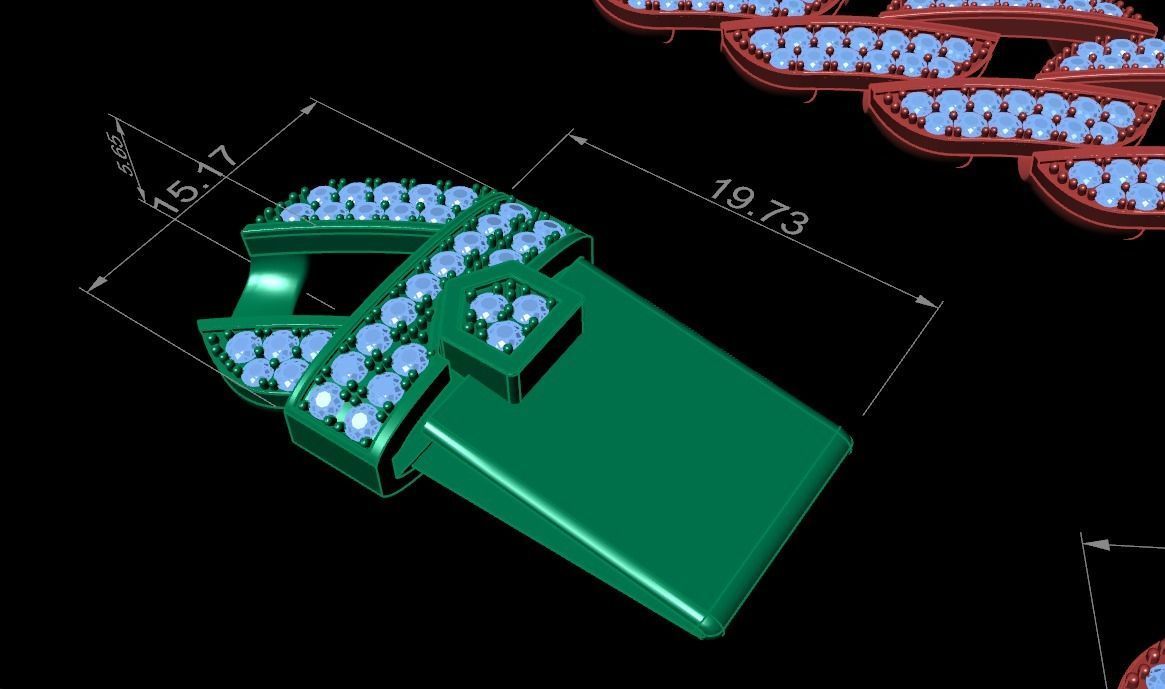 CUBAN LINK CHAIN FOR BRACELETS OR NECKLACE - 194mm 3D print model_5