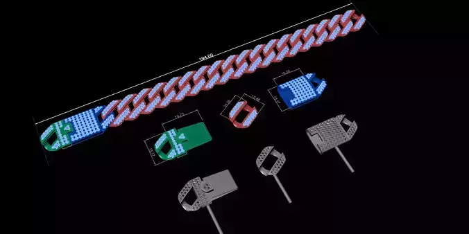 CUBAN LINK CHAIN FOR BRACELETS OR NECKLACE - 194mm