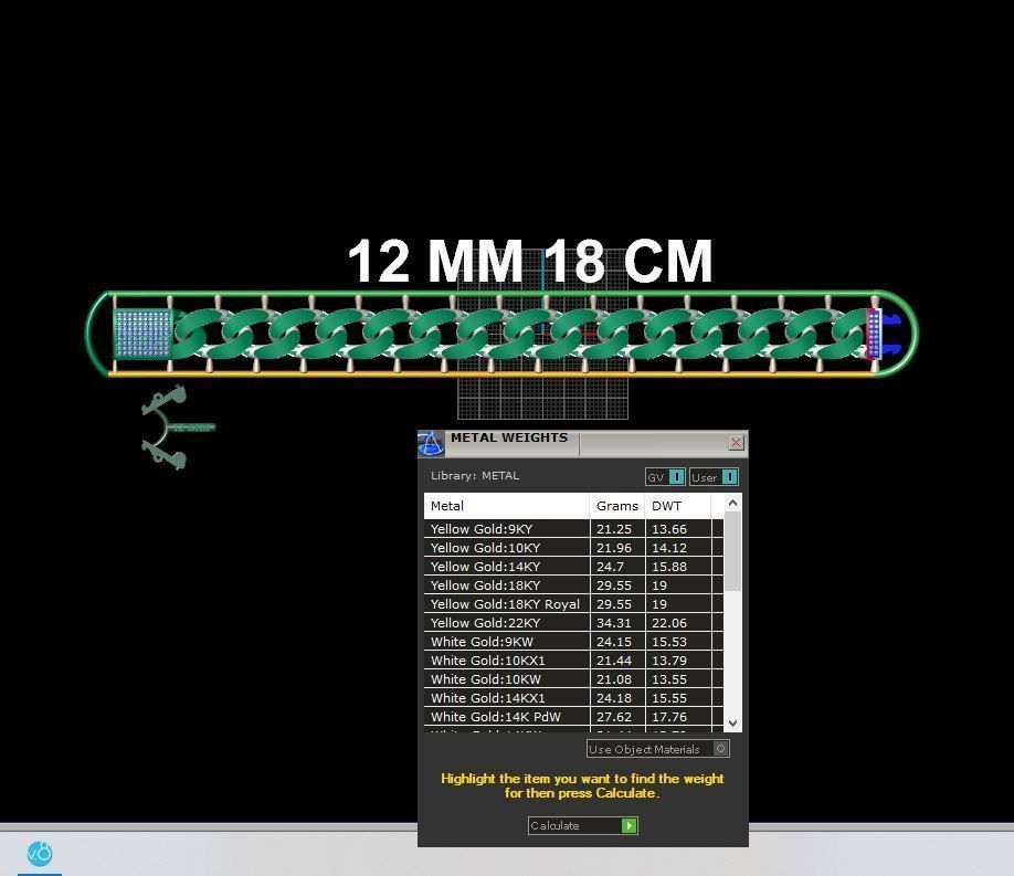 12 mm 18 cm CUBAN LINK CHAIN FOR BRACELET OR NECKLACE 3D print model_1