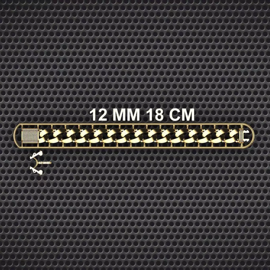 12 mm 18 cm CUBAN LINK CHAIN FOR BRACELET OR NECKLACE 3D print model_0