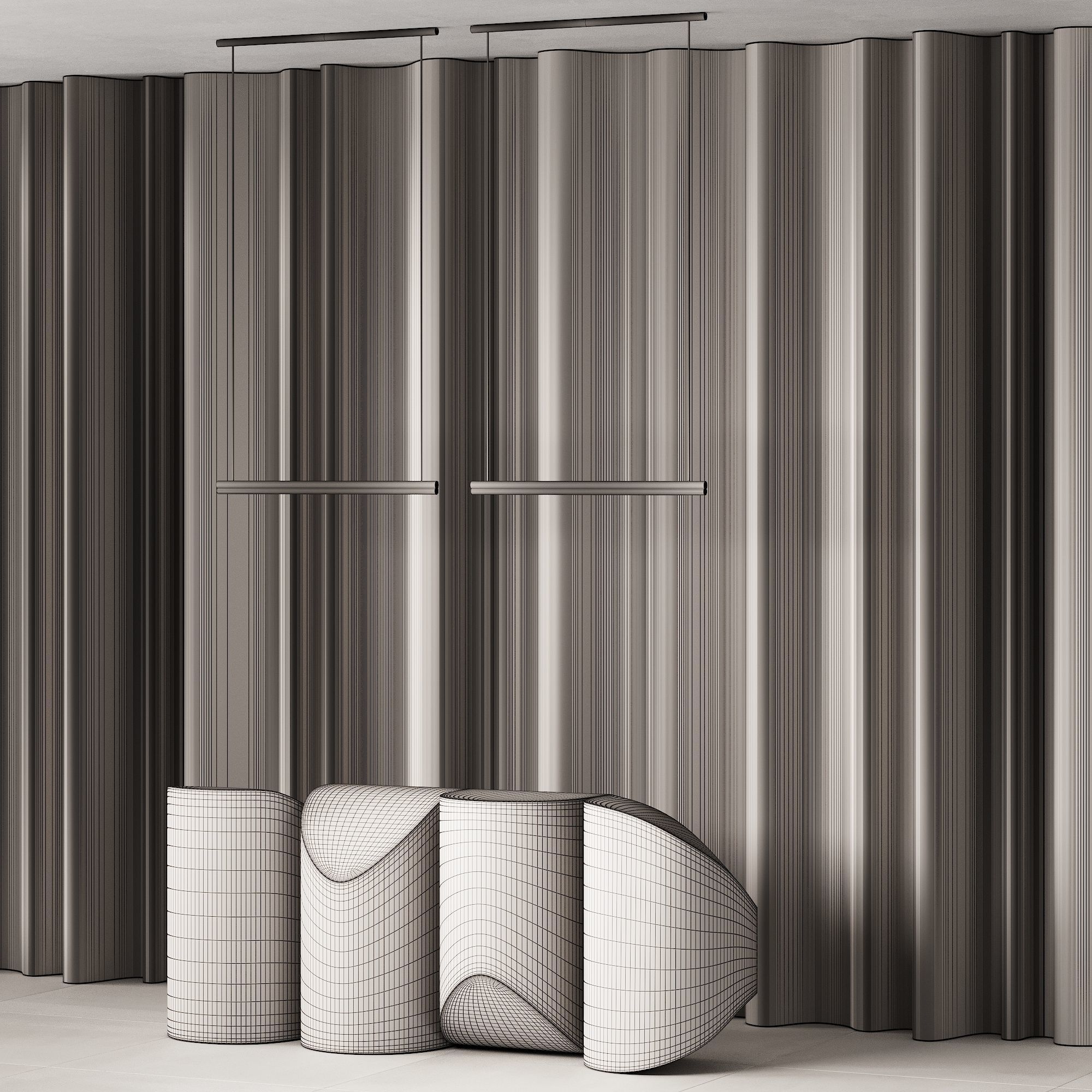 381 office furniture 19 reception desk 14 sculptural metal 3D model_5