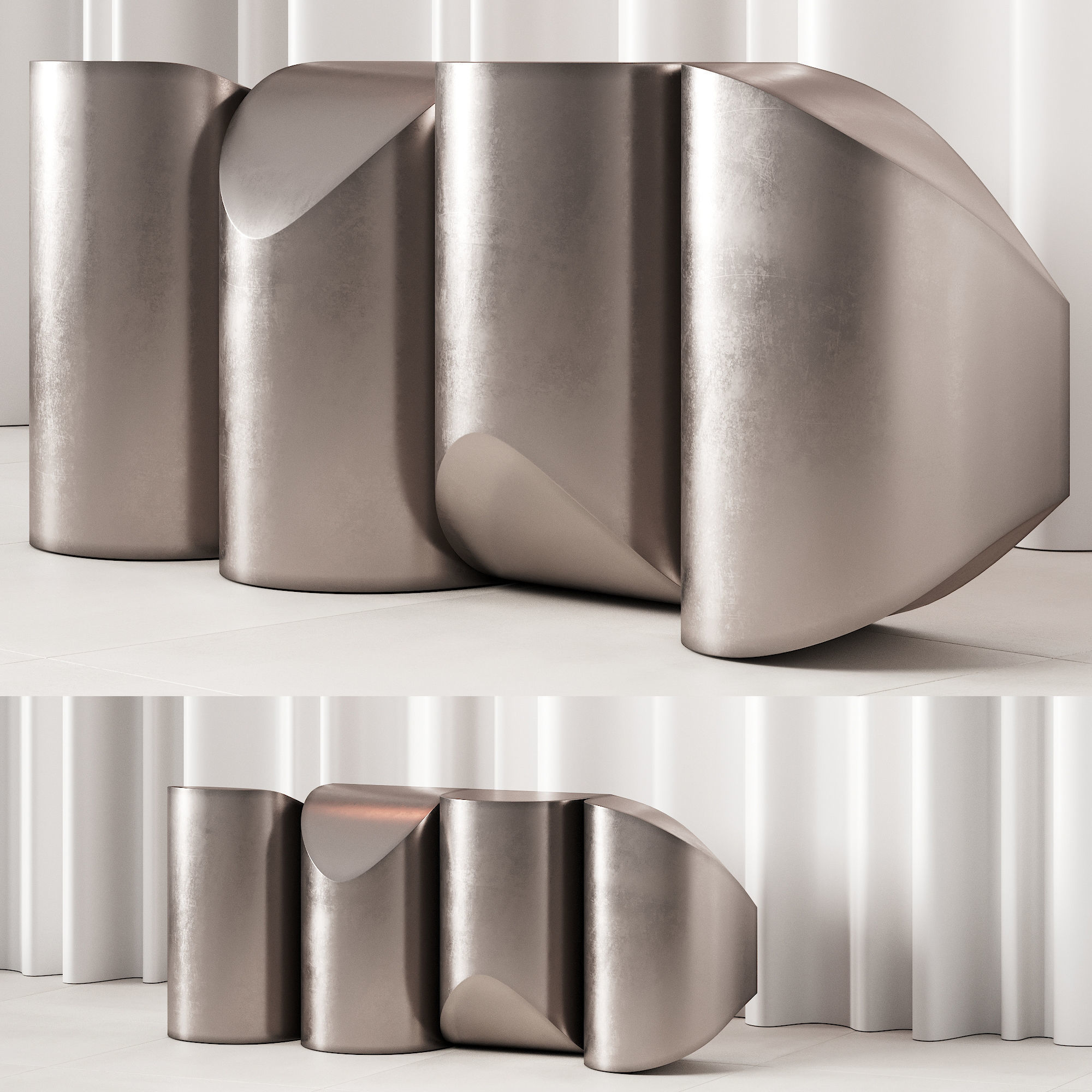 381 office furniture 19 reception desk 14 sculptural metal 3D model_4