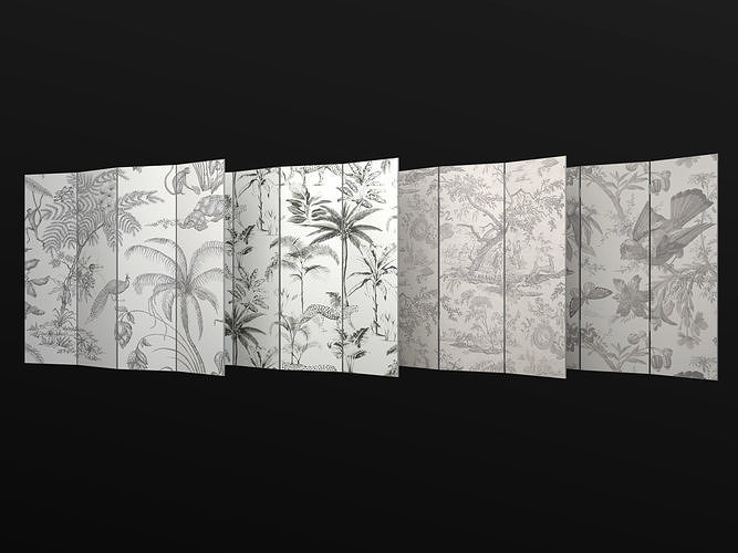 Folding screens set 3D model