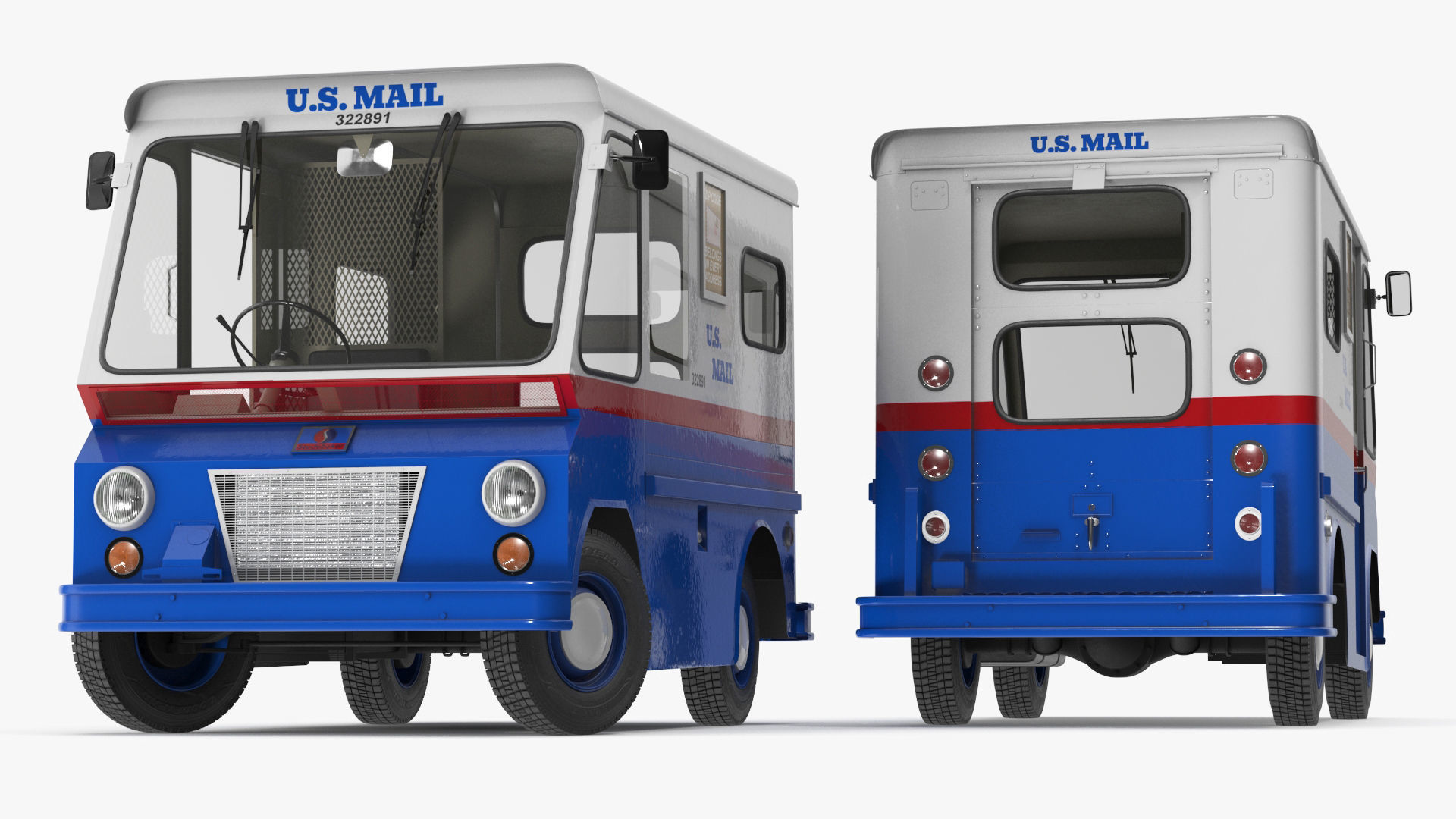 US Mail Studebaker ZIP Van Rigged 3D model_23
